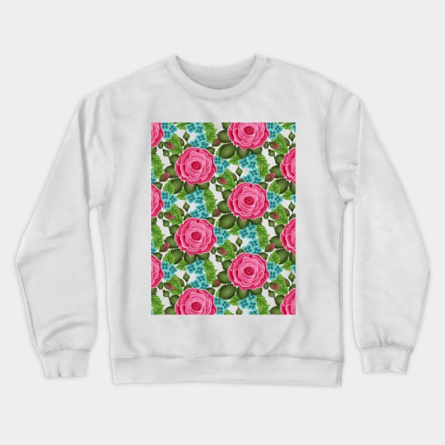 Botanical Rose Pattern Crewneck Sweatshirt by Designoholic